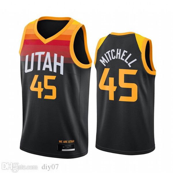 

city 45 donovan mitchell utah jazz suns 2020-21 city new uniform swingman black basketball jerseys 01, Black;red