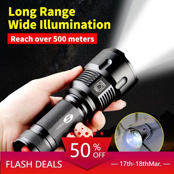 

lightbek powerful tactical led cree t6 l2 zoom waterproof torch for 26650 rechargeable or battery bike