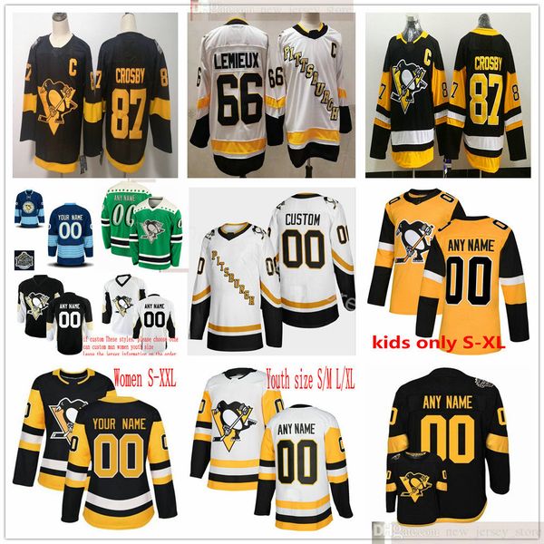 

custom 2021 reverse retro pittsburgh penguins hockey jersey sidney crosby evgeni malkin jason zucker kris letang jake guentzel mario lemieux, Black;red