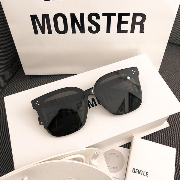 

2021 korea brand gentle her sunglasses big square acetate polarized uv400 oversized sunglasses women men with original packaging, White;black
