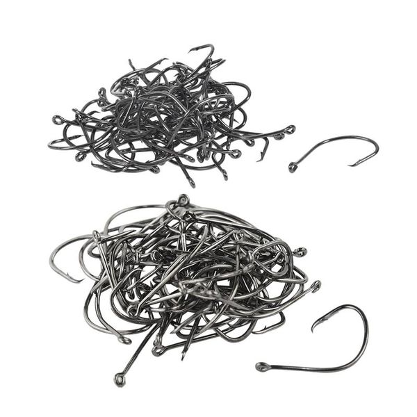 

100 x chemically sharpened ocs circle fishing hooks fishing tackle black #1/0 & #5/0