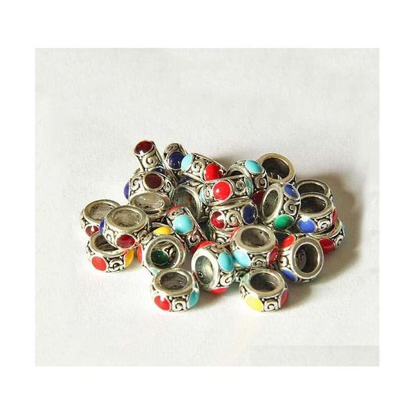 

epacket dhl 9mm oil-dropping alloy flat beads big hole auspicious clouds holding bead septa diy featured accessories jlliwe home003, Bronze;silver