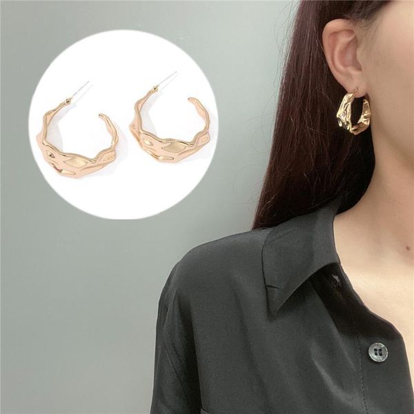 

hoop & huggie 2021 fashion irregular shape earrings vintage gold dangle circle pendientes for women ear clip gift jewelry accessories, Golden;silver