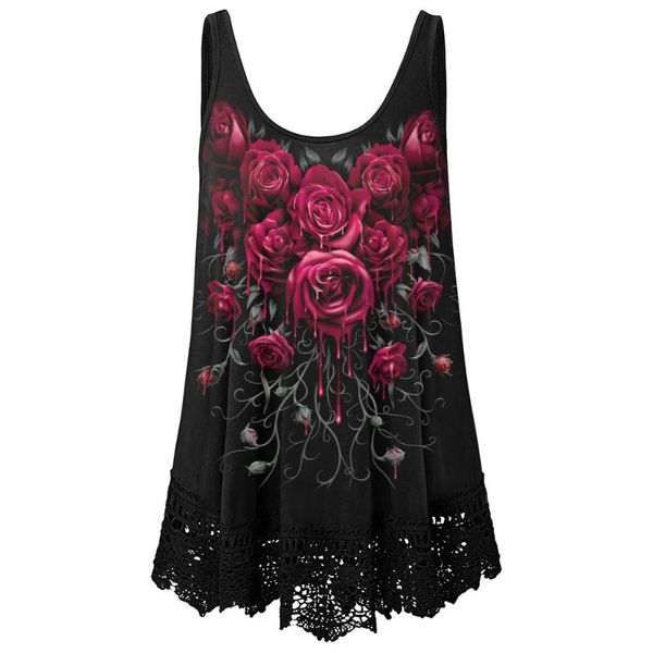 

plus size t-shirt strap women basic black cami sleeveless floral printed gothic tank women's summer 2021 loose camisole