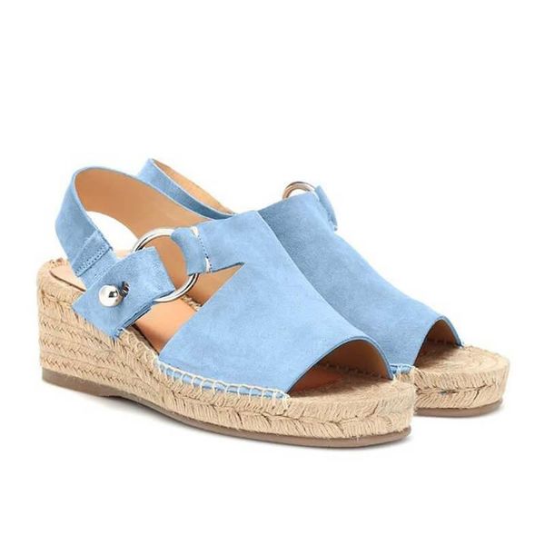 

sandals peep toe wedge women high heel straw thick bottom back strap sandalias 2021 summer plus size 43 female platform shoes, Black