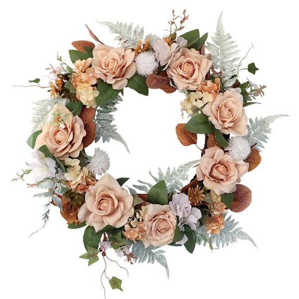 

decorative flowers & wreaths artificial rose flower wreath spring for front door wedding party window wall farmhouse indoor outdoor home dec