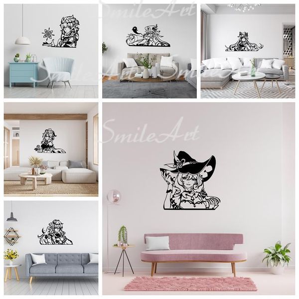 

wall stickers beauty genshin home decor for living room kids background art decal drop