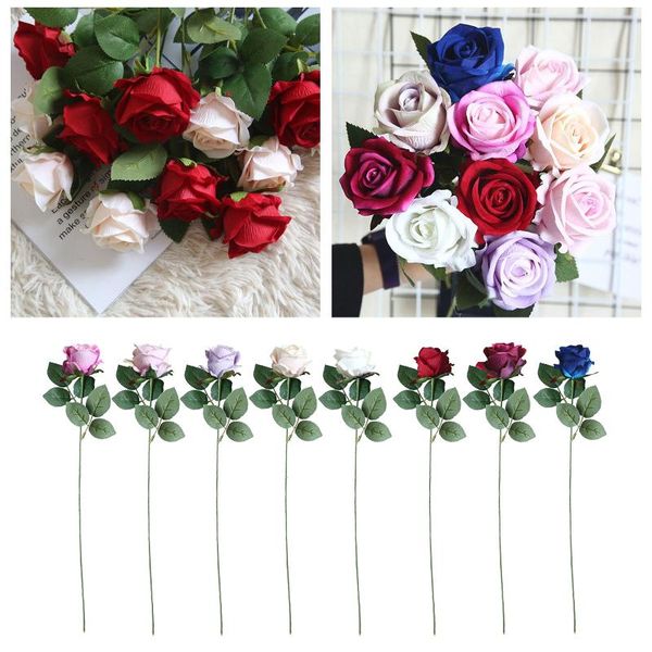 

beautiful artificial flowers flannel rose flower bouquet for wedding holiday party centerpiece garden grave decoration decorative & wreaths
