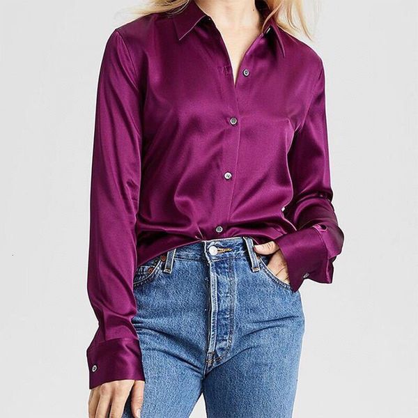 

women's suits & blazers suit early spring women silk ol blouse ladies turn-down collar single-breasted office wear slim female shirt an, White;black
