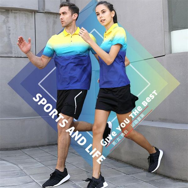 

gym clothing 1*set men's and women's sports jerseys/shorts combination simple & soft quick dry running tennis badminton training w, White;black