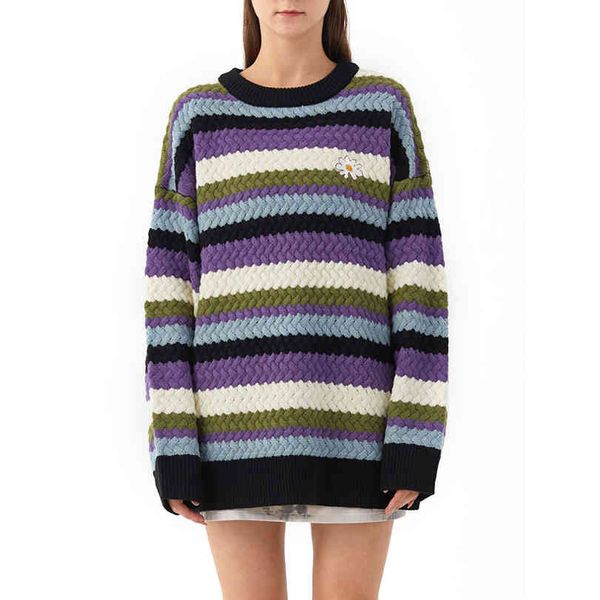 

men's sweaters margarita flower shirt embroidered in the rainbow stripe oversized streetwear female casual sweater of superior mesh 0xt, White;black