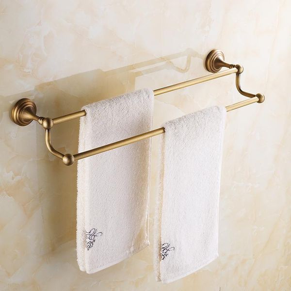 

towel racks wall mounted antique brass bathroom accessory double bar rail holder