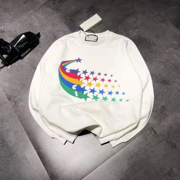 

2021 autumn new fashion brand ancient home rainbow five pointed star simple youth leisure terry age reducing couple sweater, Black