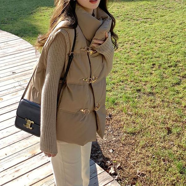 

women's vests duck down jacket, cotton and synthetic leather short warm, winter clothing, 90, Black;white