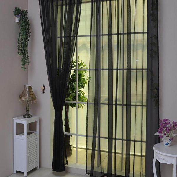 

curtain & drapes 1 pcs pure color tulle door window drape panel sheer scarf valances european and american style white screening