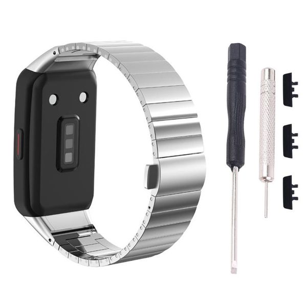 

watch bands classical fashion stainless steel wristband metal strap for -huawei honor band 6 smart bracelet 667c, Black;brown