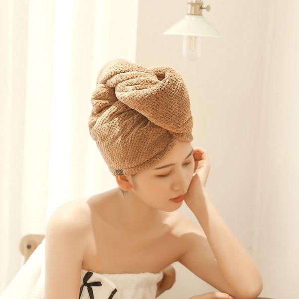

shower caps cap bag turban gourd type wholesale fiber material absorbent coral fleece solid color ladies dry hair