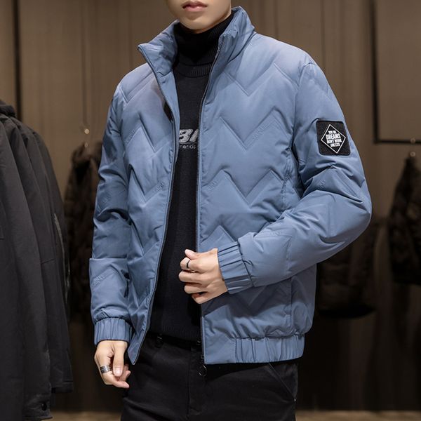 

90% white duck down winter quilted men's fashion necklace thick zipper thermal et large 8xl, Black