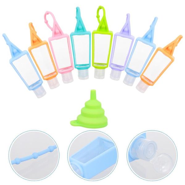 

water bottle 1 set travel holder pattern reusable silicone case with funnel