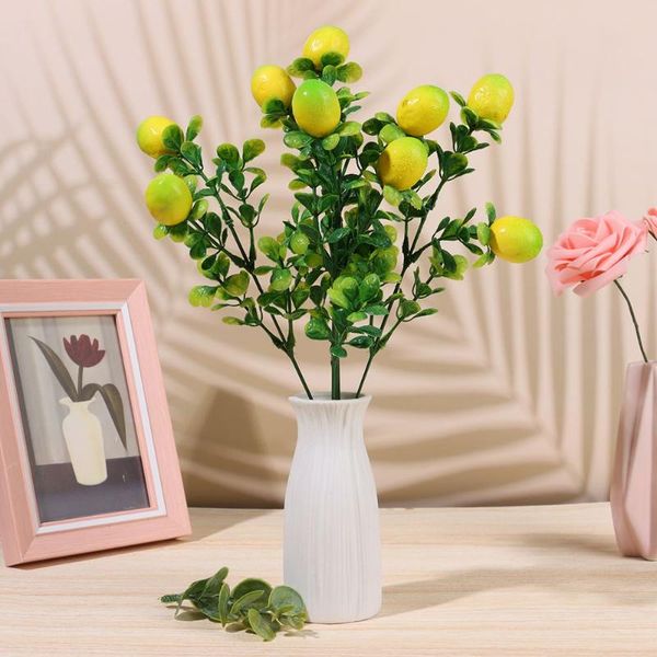 

decorative flowers & wreaths artificial branch with green leaves fruit tree bonsai greenery decoration for home or table centerpiece