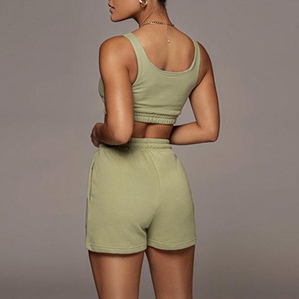 

women's tracksuits 2 piece shorts sets summer ruched elastic waist tie up layer stretch crop tank loungewear women casual tracksuit, Gray
