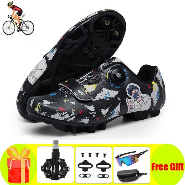 

cycling footwear mtb shoes men women flat outdoor sports mountain bike sneakers racing bicycle shoe spd cleat biking bicicleta, Black