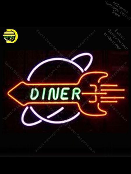 

other lighting bulbs & tubes neon sign for rocket diner signboard real glass beer bar pub display restaurant wall window light signs recreat