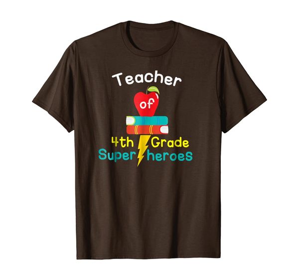 

teacher of 4th grade superheroes t shirt gift, White;black