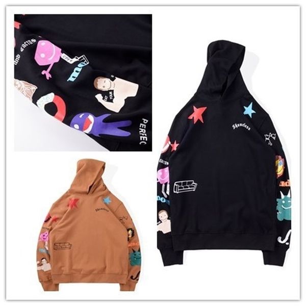 

20ss hip hop kanye high street couple same round neck hoodie, Black