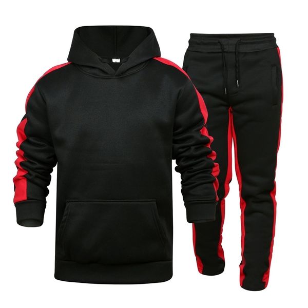 

2020 sport stripe men's casual loose european hoodie suit, Black