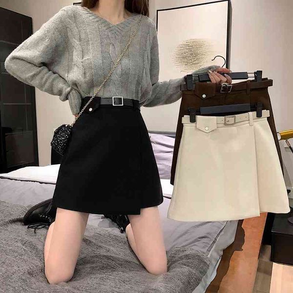 

england mini black skirt winter office fashion solid high waist harajuku skirt ladies a-line females casual midi skirt women