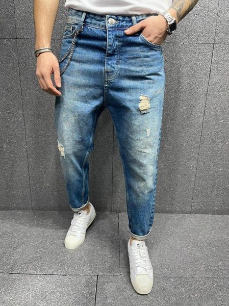 

men's jeans premium blue chain boyfriend