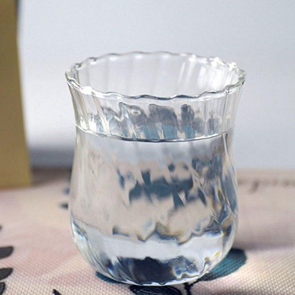 

wine glasses tea cup coffee corrugated transparent glass striped heat-resistant ins flower decoration