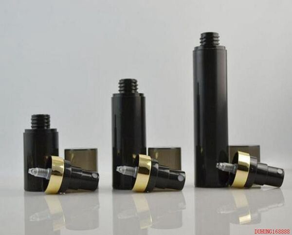 

500pcs 15ml 30ml 50ml black airless pump sprays vacuum plastic bottle lotion bottle refillable bottles container for cosmetic