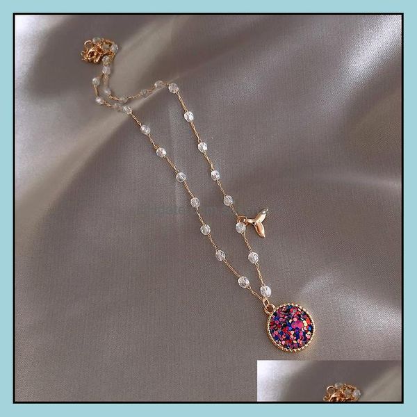 

pendant necklaces & pendants jewelry s1162 fashion mermaid necklace seas daughter super fairy choker crystal beads drop delivery 2021 cro43, Silver