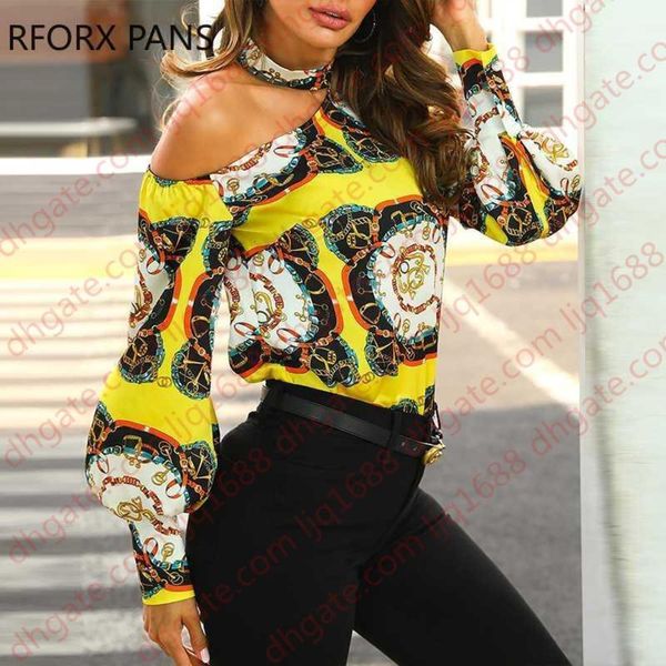

chain print blouse women shirts long sleeve 1, White