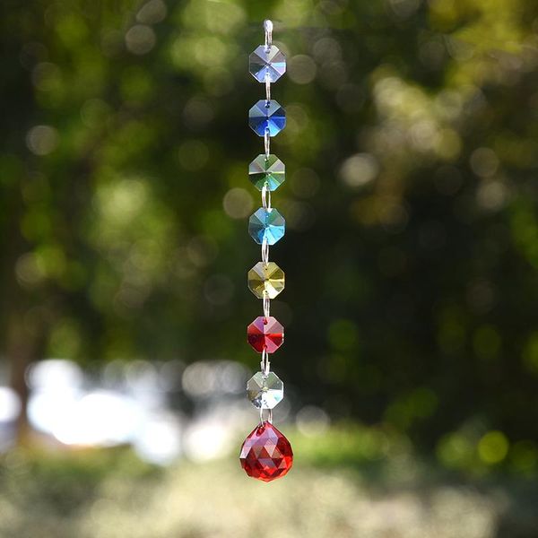 

decorative objects & figurines 1pcs crystal suncatcher prism ball pendant hanging chakra octagon beads chain wedding home decoration