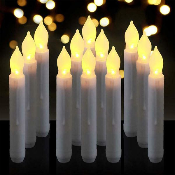 Hot 12pcs LED Flameless Velas Taper Bateria Activa Luzes Partido Eletrônico Aniversário Casamento Casa Decoração Decoração Iluminação Suprimentos