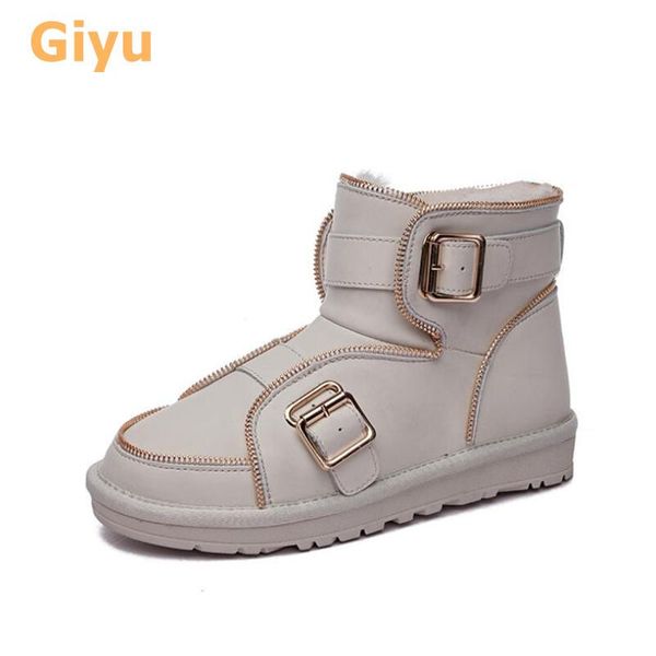 

boots giyu 2021 autumn and winter motorcycle snow one piece of fur short keep warm plus cashmere women's, Black