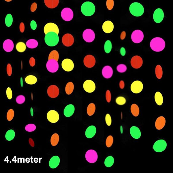 

party decoration 78 ft glow in the dark neon paper circles garland black light birthday decorations room hanging wall backdrop supply