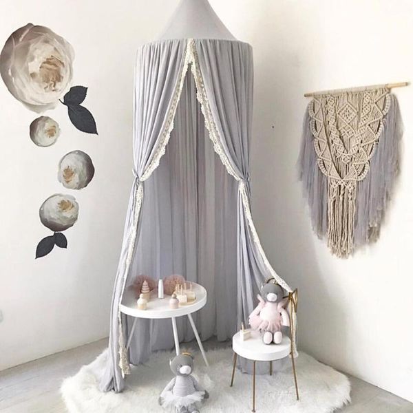 

ins new nordic summer chiffon lace baby mosquito net dome children's room tent mosquito net three color selection