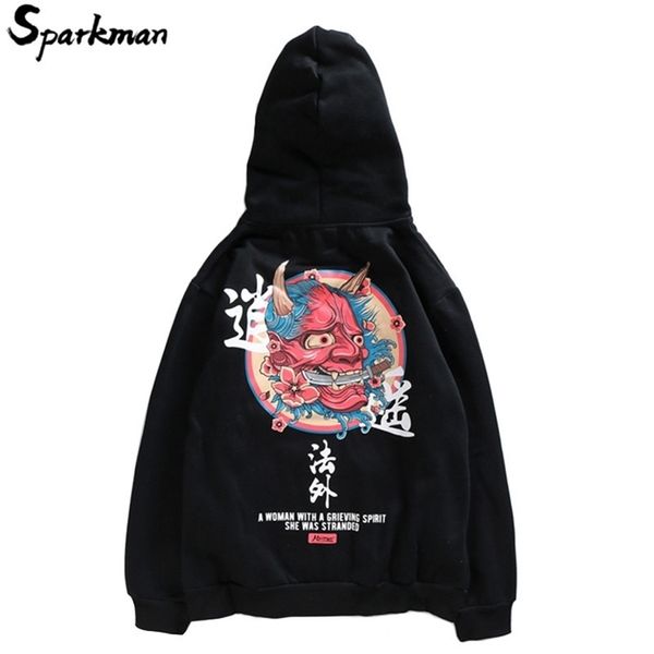

mens hip hop hoodie sweatshirt chinese ghost autumn casual streetwear pullover letter print black sweatshirt hoodie hipster 201104