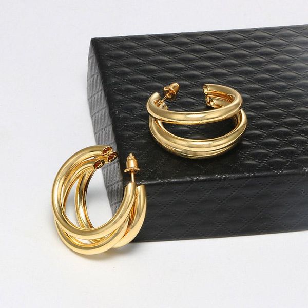 

hoop & huggie semicircle c-shaped anti-allergy stud earrings fashion alloy accessories for women lb, Golden;silver