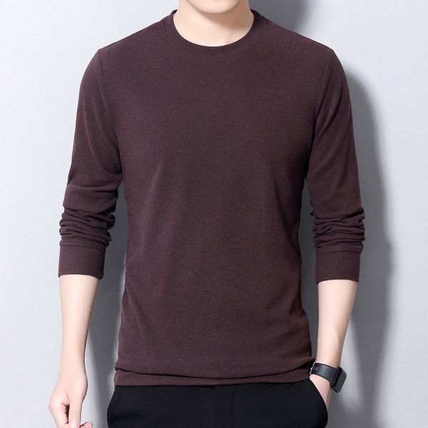

2021 brand new arrival t shirt casual o-neck solid color soft clothes spring autumn long-sleeve men clothing sbmk, White;black