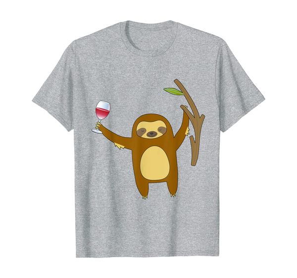 

funny sloth drinking wine cute gift t-shirt, White;black