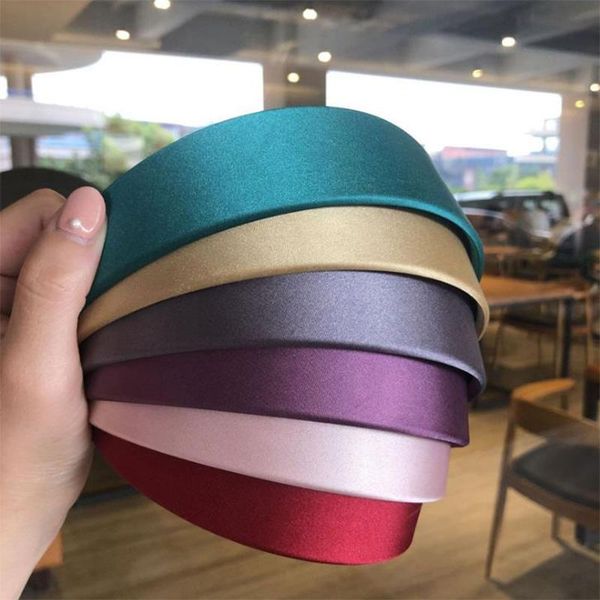 

fashion ladies girls cute quality solid wide satin headband hairband head hair accessories headwear