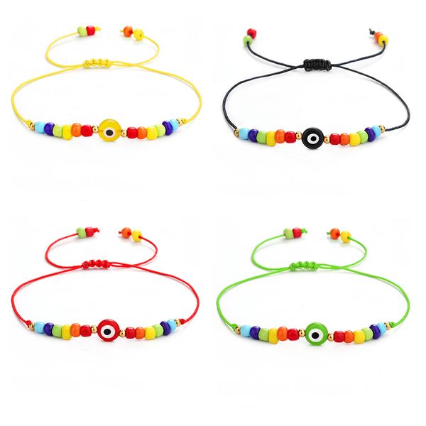 

handmade braided evil blue eye bracelet rainbow seed beads bracelets bangles for women girlpulseras mujer, Golden;silver
