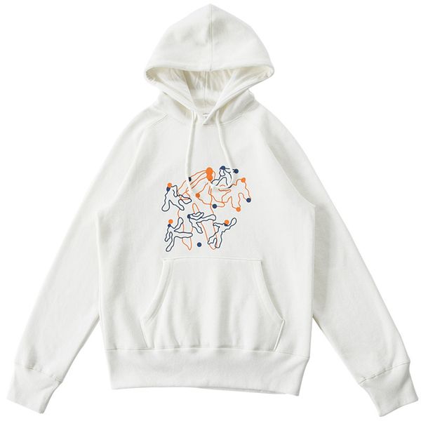 

2021 men's hoodies autumn and winter fun line print hooded casual three-dimensional patch pocket white, Black