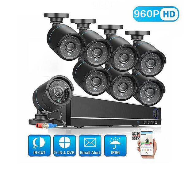 

8 channel security camera system with 8ch 1080n ahd dvr 8x1.3mp weatherproof camera with night vision