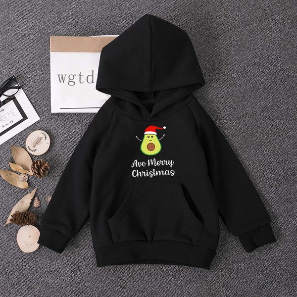 

children baby hoodies kawaii avocado print toddler new autumn winter kids christmas teenager boys girls sweatshirts streewear, Black